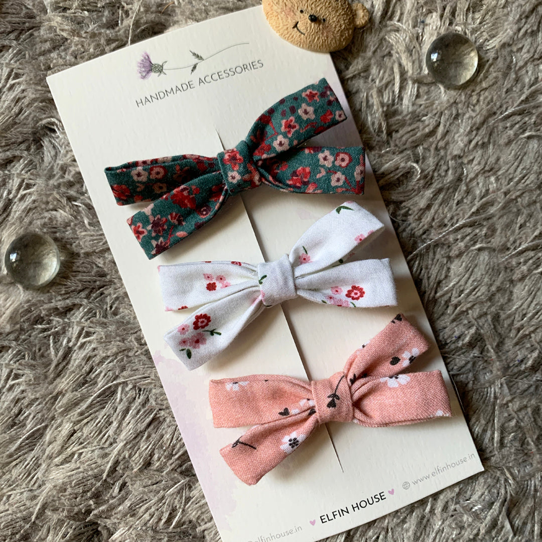 Mix & Match Pack of 3 Bows Clips - Elfin House